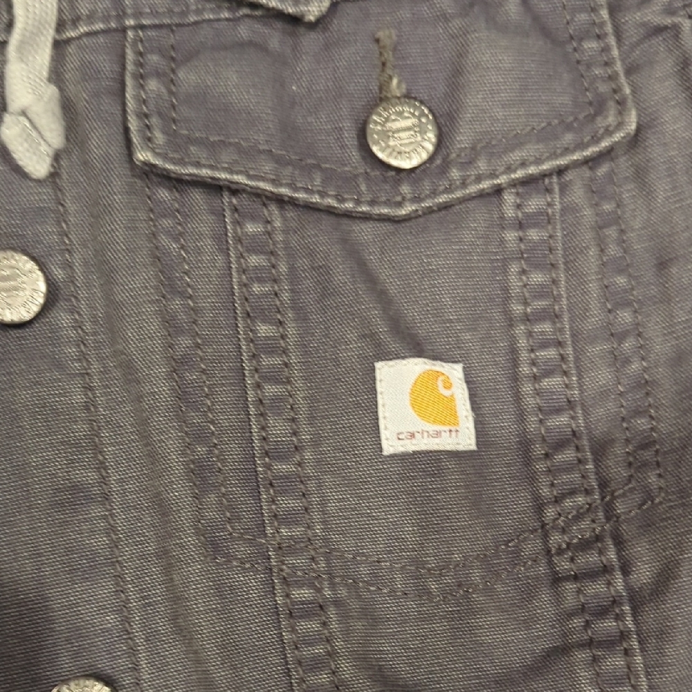 Carhartt Dark Gray Denim Vest with Removable Hood - Picture 4 of 10